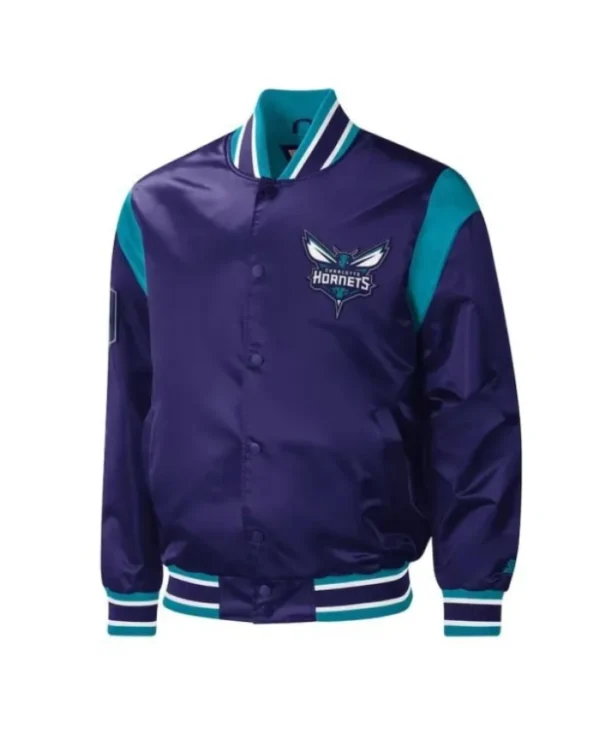 Shop Force Play Charlotte Hornets Full-Snap Satin Purple Varsity Jacket