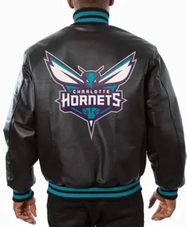 Charlotte Hornets Black Varsity Leather Jacket