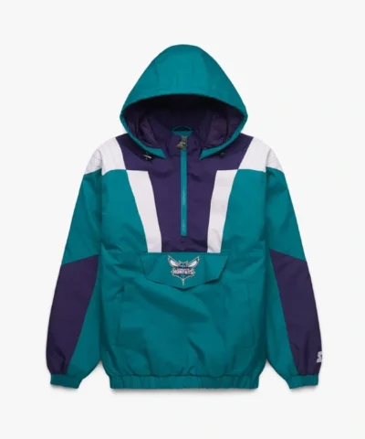 Charlotte Hornets Teal Half-Zip Pullover Hooded Jacket