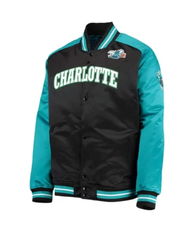 Shop BlackTeal Charlotte Hornets Hardwood Classics Reload 3.0 Full-Snap Satin Jacket