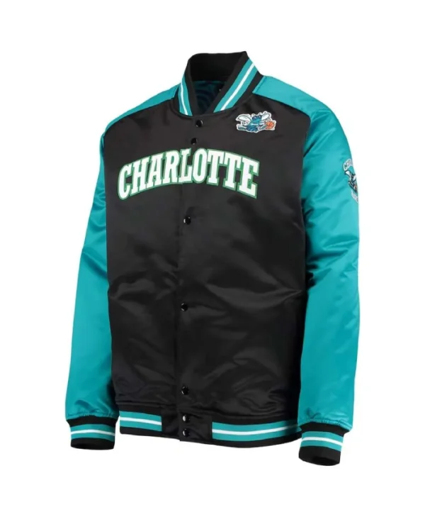 Shop BlackTeal Charlotte Hornets Hardwood Classics Reload 3.0 Full-Snap Satin Jacket