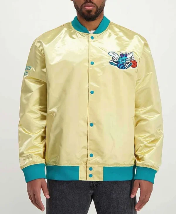 Shop Buy Charlotte Hornets Light Gold Full-Snap Satin Jacket