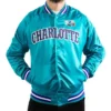 Shop Charlotte Hornets Teal Bomber Full-Snap Lightweight Satin Jacket