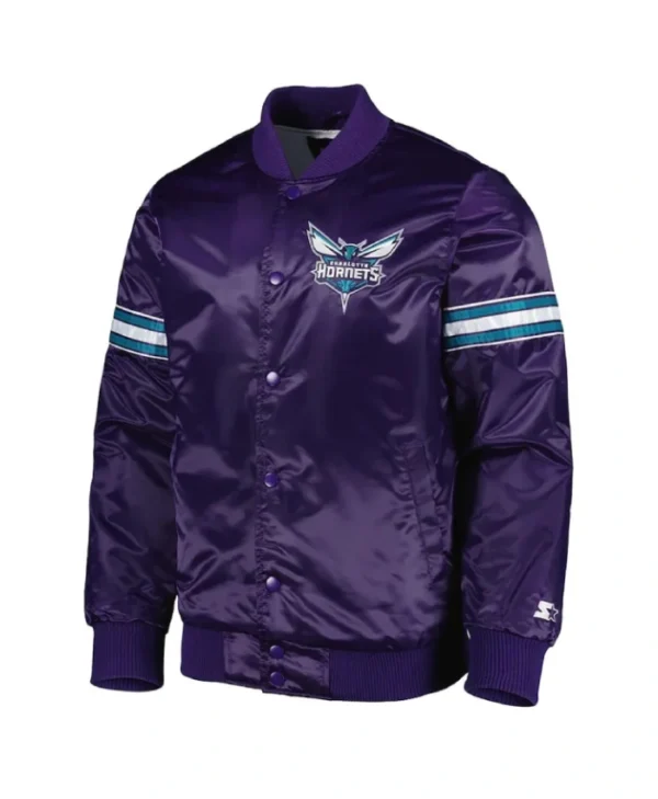 Shop Pick & Roll Charlotte Hornets Full-Snap Purple Satin Jacket