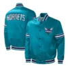 Charlotte Hornets Slider Teal Full-Snap Satin Varsity Jacket