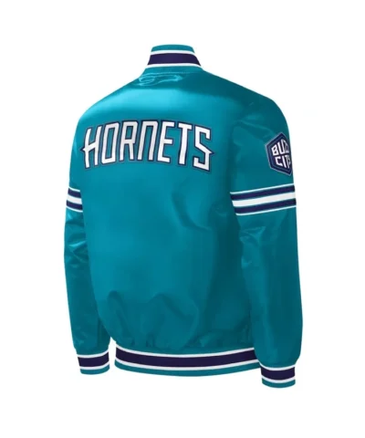 Charlotte Hornets Slider Teal Satin Varsity Jacket