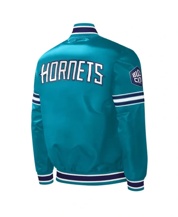 Charlotte Hornets Slider Teal Satin Varsity Jacket