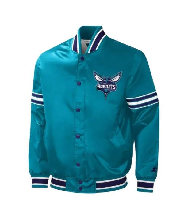 Charlotte Hornets Slider Teal Full-Snap Satin Jacket