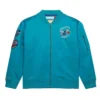 Vintage Logo Charlotte Hornets Bomber Full-Zip Satin Aqua Jacket