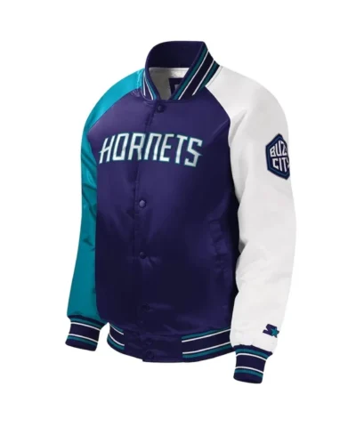 Shop Youth Charlotte Hornets Varsity Satin Full-Snap Purple Jacket