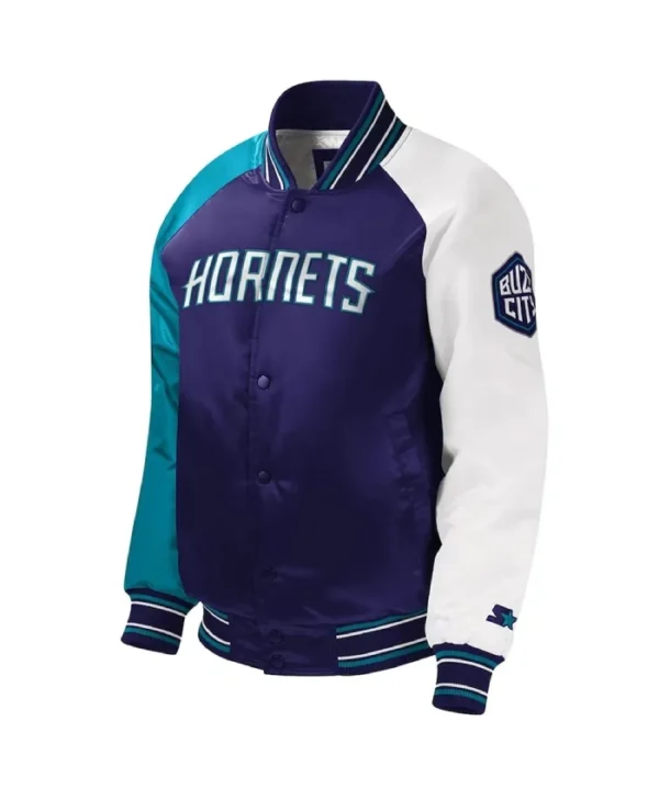 Shop Youth Charlotte Hornets Varsity Satin Full-Snap Purple Jacket