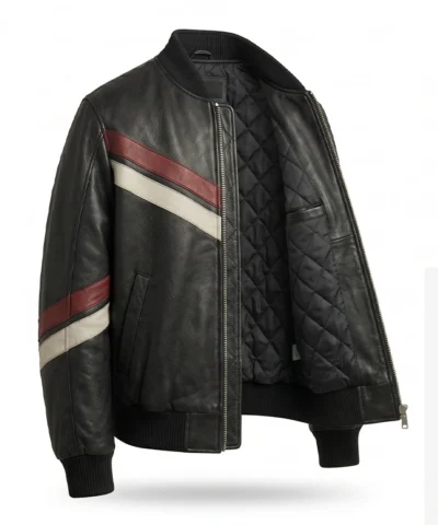 Chevron Stripe Bomber Jacket For Mens