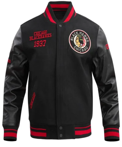 Chicago Blackhawks Retro Classic Rib Wool Varsity Jacket