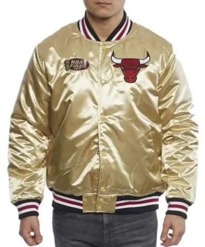 NBA Championship Chicago Bulls 1998 Bomber Full-Snap Satin Jacket