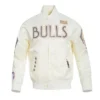 Shop Chicago Bulls 202425 City Edition Chenille Full-Snap Satin Cream Jacket