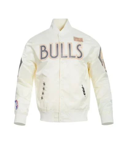 Shop Chicago Bulls 202425 City Edition Chenille Full-Snap Satin Cream Jacket