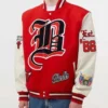 Shop Chicago Bulls Varsity Red Wool and Leather Jacket