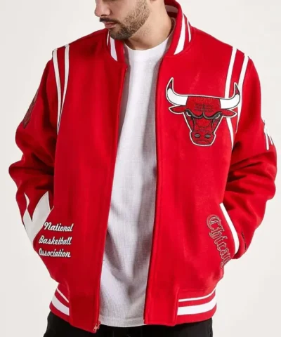 6X Champs Chicago Bulls Red Varsity Full-Zip Wool Jacket