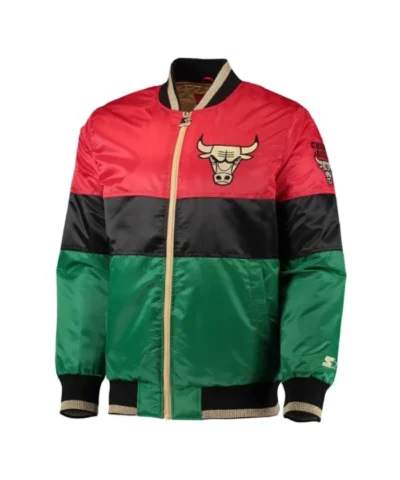 Shop 75th Year Chicago Bulls Black History Month Color Block Full-Zip Satin Jacket