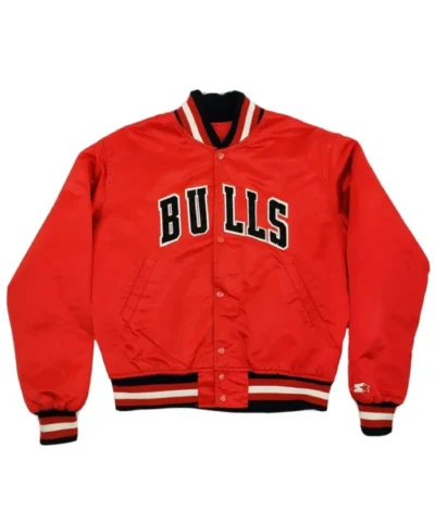 Starter 80s Chicago Bulls Red Satin Full-Snap Jacket