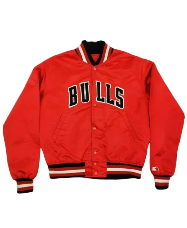 Starter 80s Chicago Bulls Red Satin Full-Snap Jacket