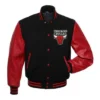 Chicago Bulls Full-Snap Black and Red Varsity WoolLeather Jacket