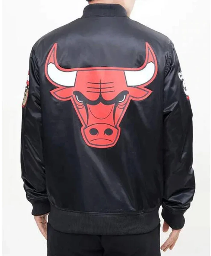 Chicago Bulls Red Big Logo Satin Red Jacket