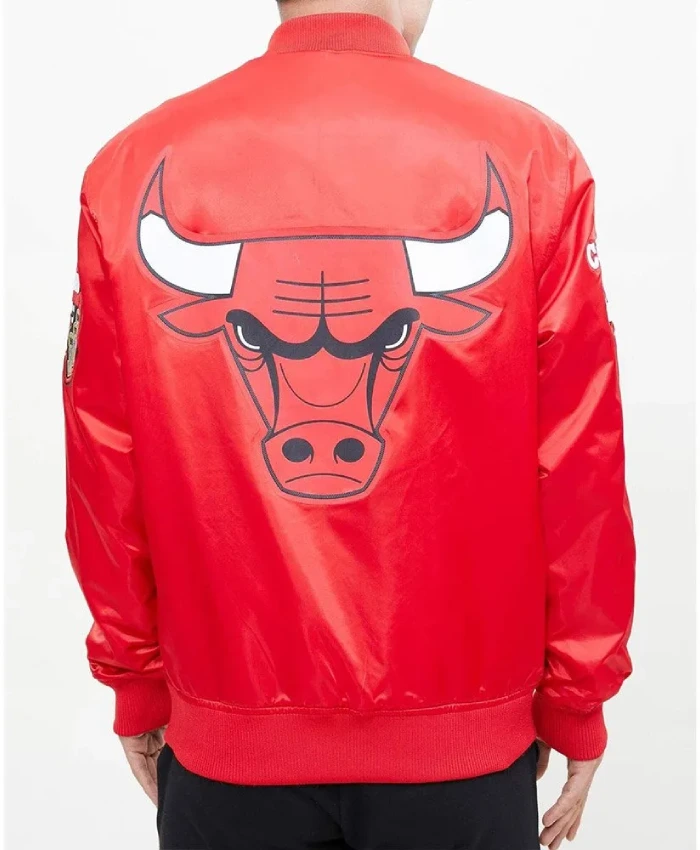Chicago Bulls Big Logo Full-Snap Red Satin Jacket