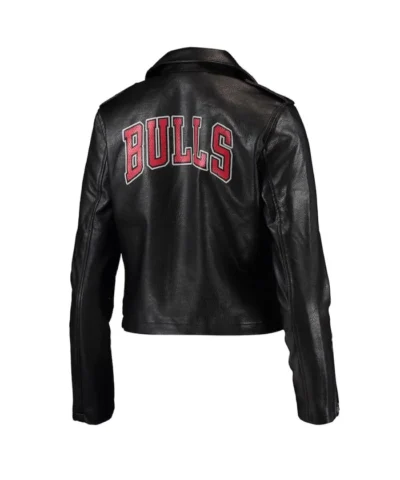 Chicago Bulls Black Moto Leather Jacket