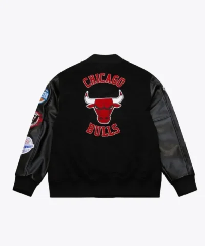 Chicago Bulls Black Out Vintage Logo Varsity Jacket