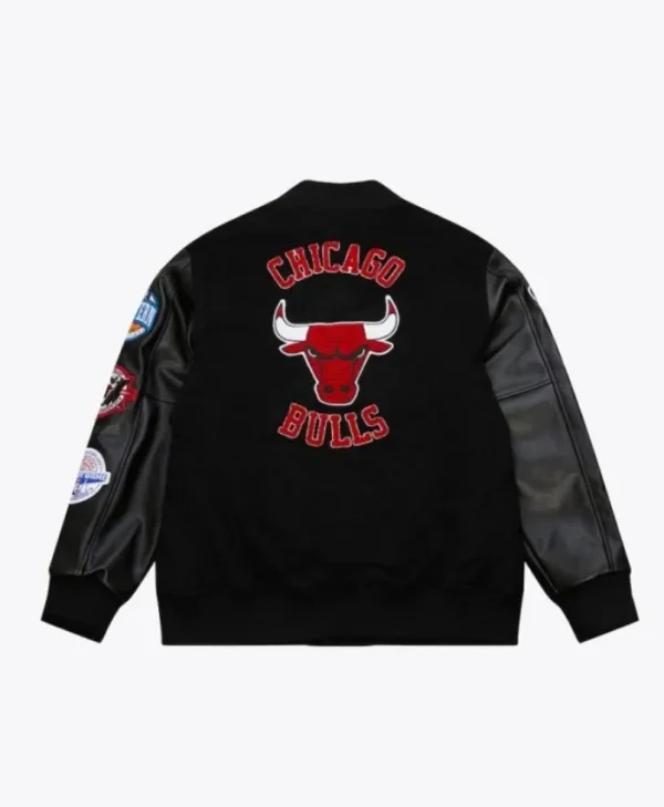Chicago Bulls Black Out Vintage Logo Varsity Jacket