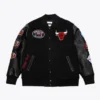 Chicago Bulls Black Out Varsity WoolLeather Black Jacket