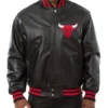 Buy Chicago Bulls Varsity Full-Snap Leather Black Jacket