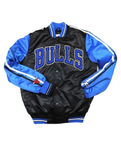 Chicago Bulls Black and Blue Varsity Satin Jacket