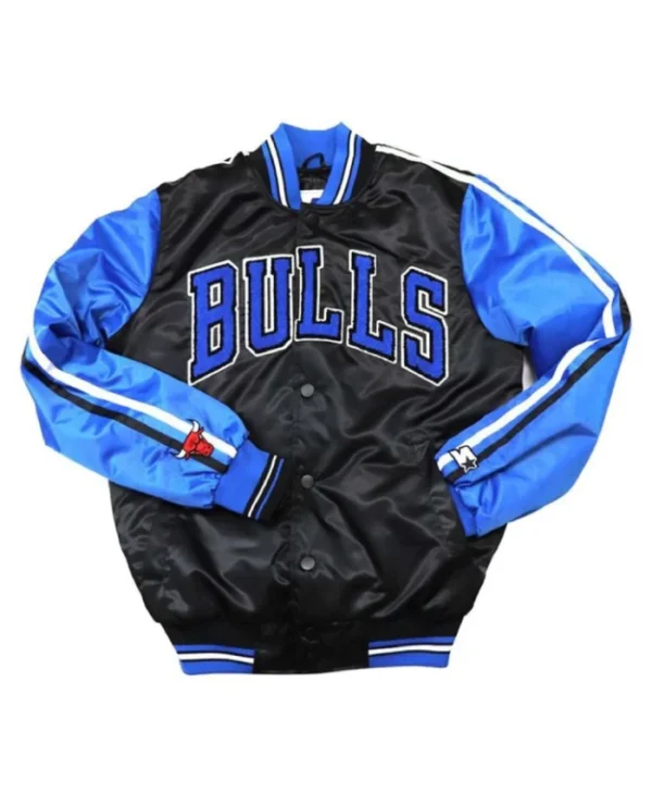 Chicago Bulls Black and Blue Varsity Satin Jacket