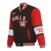 Shop Chicago Bulls Full-Zip Wool Black and Red Varsity Jacket