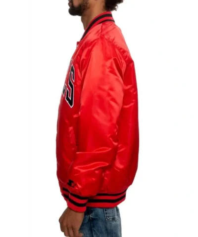Shop Chicago Bulls Bomber Full-Snap Satin Red Jacket