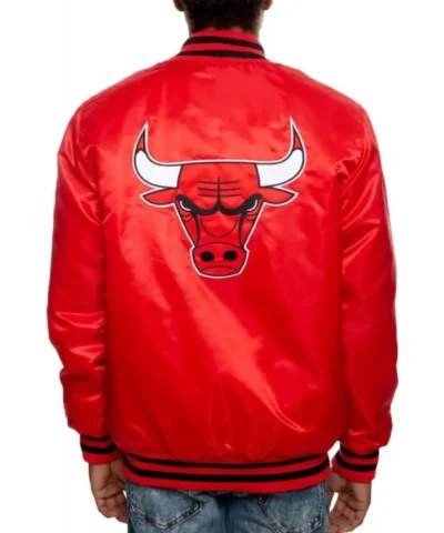 Chicago Bulls Bomber Red Satin Jacket