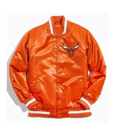 Shop Chicago Bulls Full-Snap Orange Satin Jacket