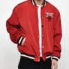 Shop Chicago Bulls Red Poly Bomber Full-Snap Jacket