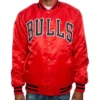 Chicago Bulls Bomber Full-Snap Satin Jacket