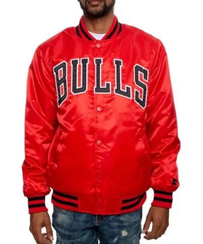 Chicago Bulls Bomber Full-Snap Satin Jacket