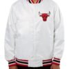 Shop Chicago Bulls Bomber Varsity White Full-Snap Satin Jacket