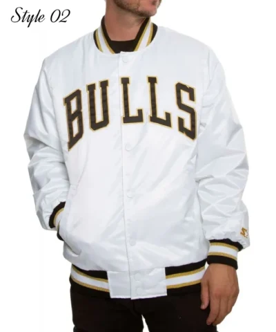 Shop Chicago Bulls White Varsity Satin Jacket