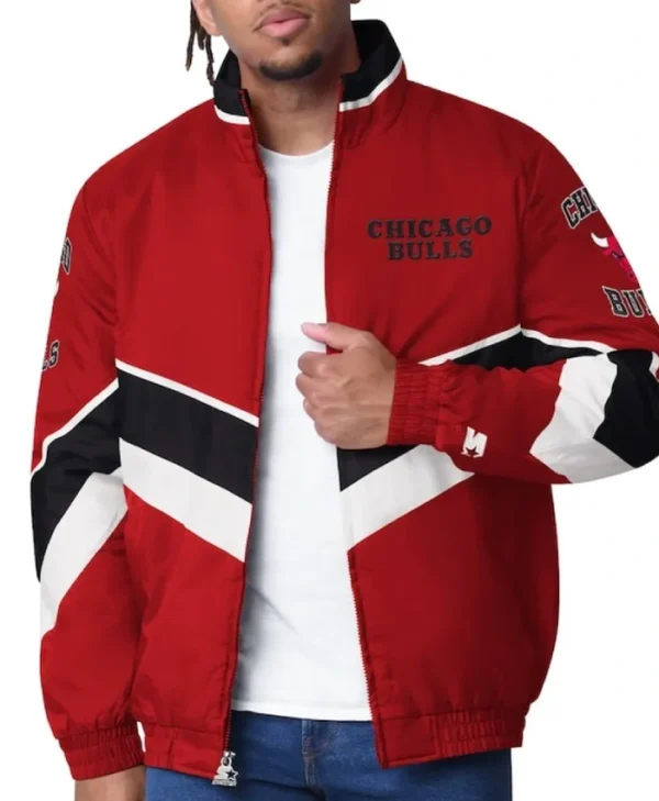 Chicago Bulls Captain Varsity Full-Zip Satin Red Jacket