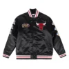 Chicago Bulls Champ City Full-Snap Satin Bomber Black Jacket
