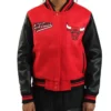 Chicago Bulls Script Full-Zip Varsity Red and Black Jacket