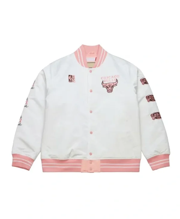 Shop Chicago Bulls Neopolitan Full-Snap Satin White Jacket