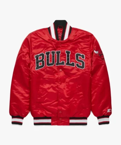 Classic Chicago Bulls Full-Snap Satin Red Jacket