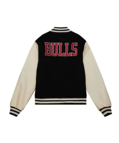 Chicago Bulls Classics Black and Off White Varsity Jacket